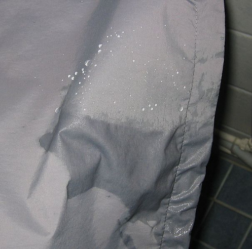 water beading up on a waterproof jacket