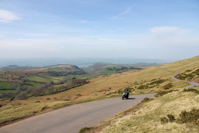A motorcycle on Gospel Pass, Wales