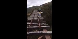 Watch: Crazy Colombian railway bridge crossing