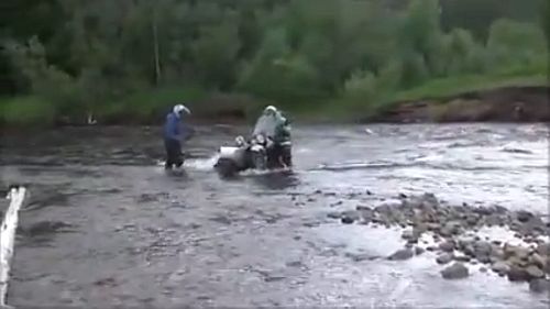 Crazy river crossing on Ural motorcycles