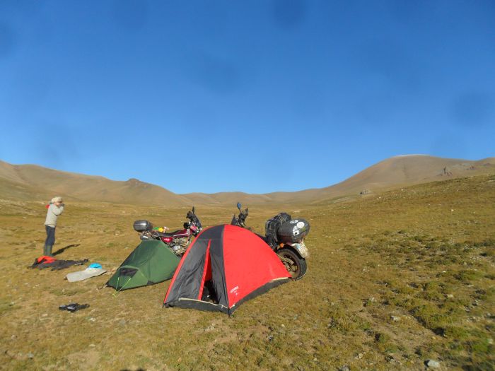 David and Jono camping, Mongolia