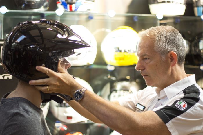 Helmet fitting at Bike Stop