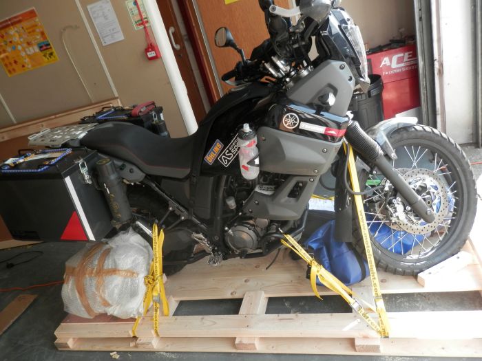 Palletising a motorbike for freighting