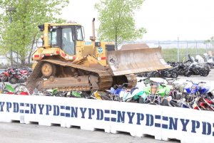 Watch: New York Police Department crush motorcycles with bulldozer to send message to 'knuckleheads'