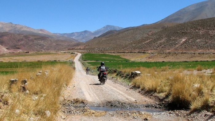 Round the world adventure motorcyclist