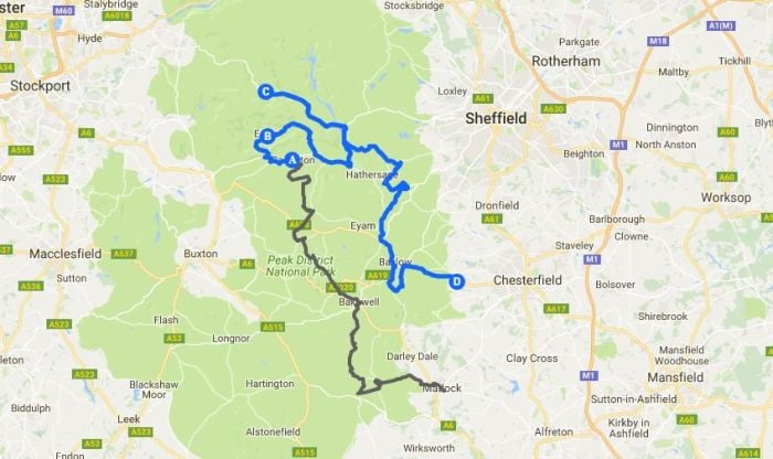 Peak District Tourist Map