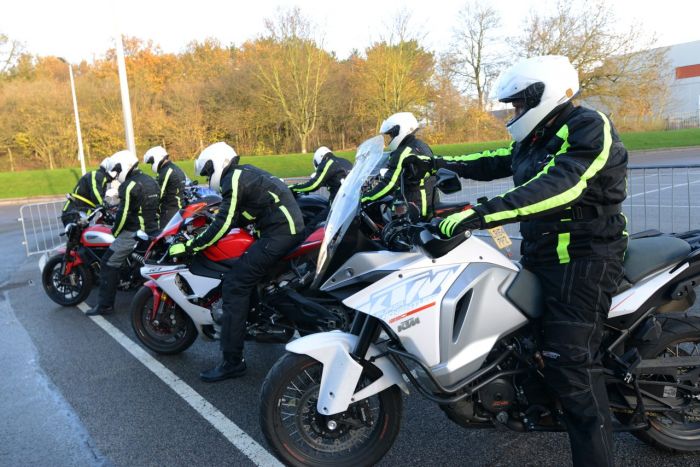 Test riding bikes at Motorcycle Live