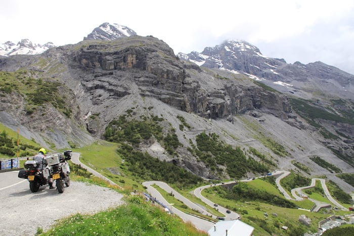 The Stelvio Pass and a motorcycle