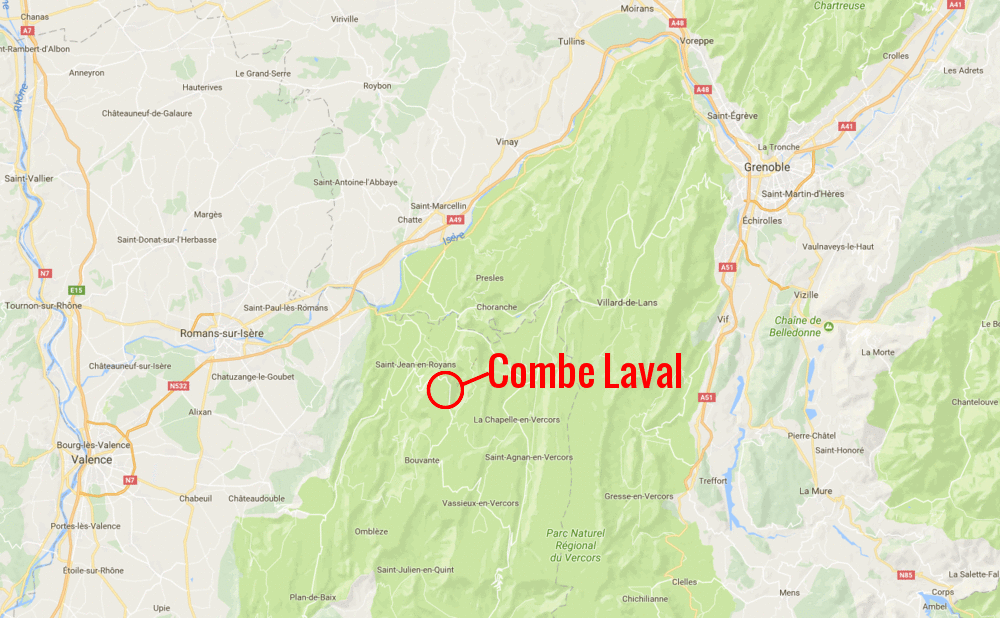 A map of Combe Laval in the Vercors