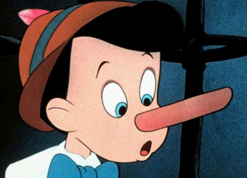 Pinocchio lies and nose grows