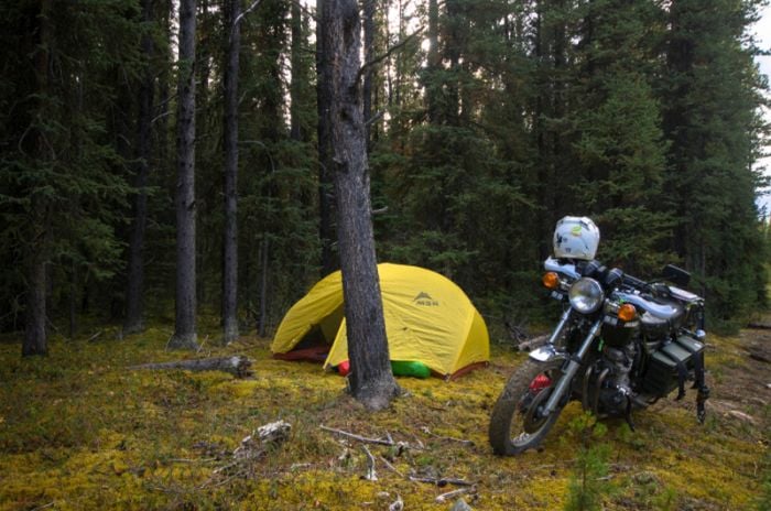 Wild camping motorcycle trip