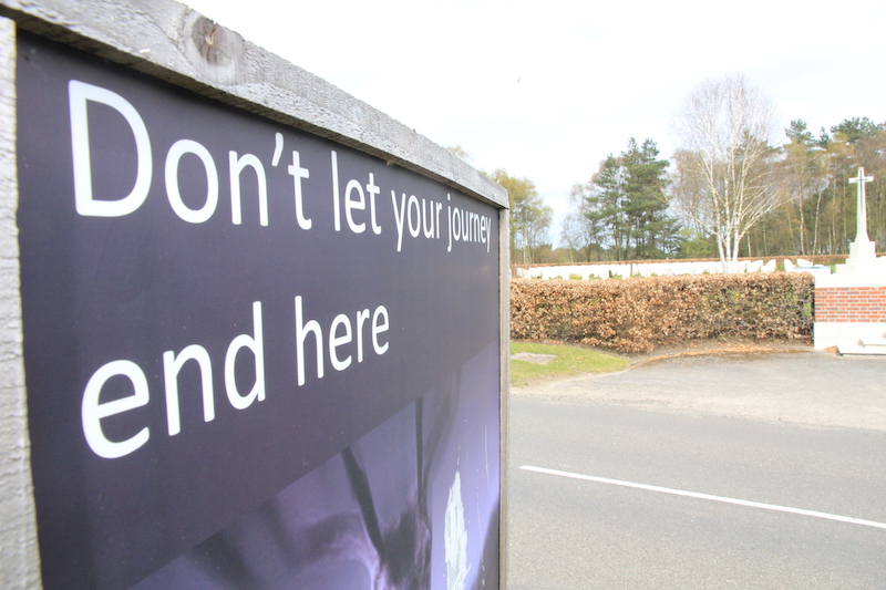 Don't let your journey end here sign