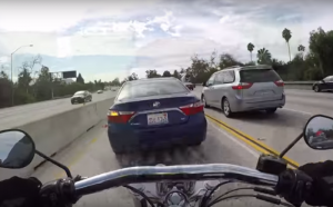 Motorcyclist hit on LA freeway video on YouTube