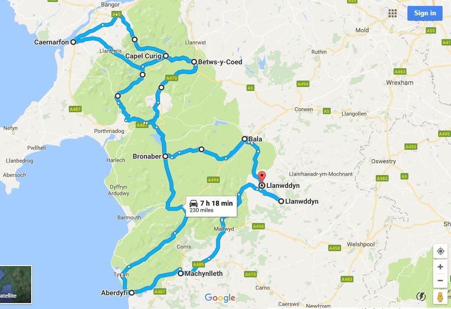 A map of the ABR Snowdonia Discovery Route