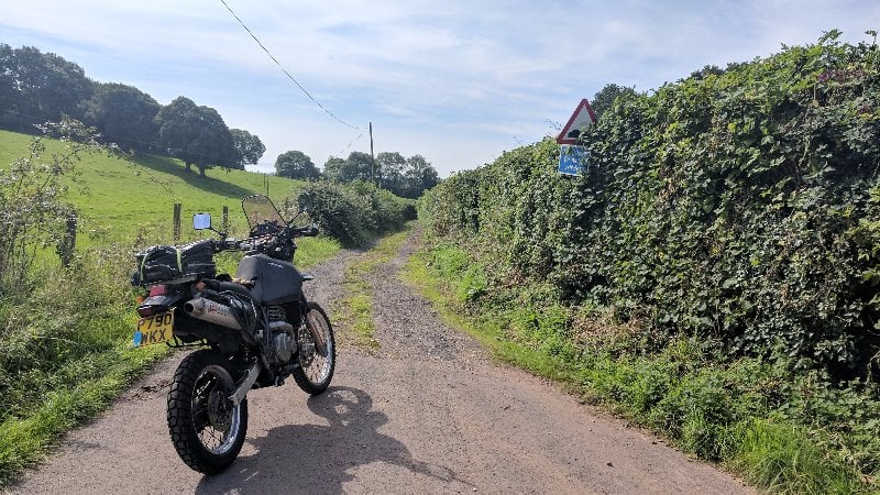 Motorcycling on gravel road