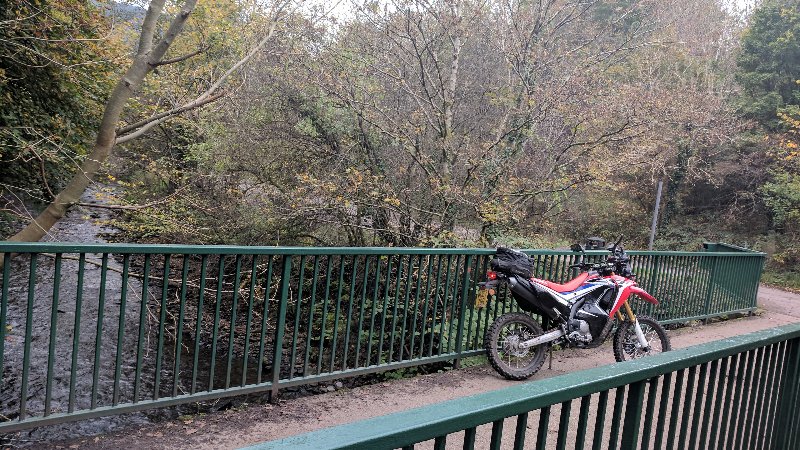 Motorcycle on a bridge