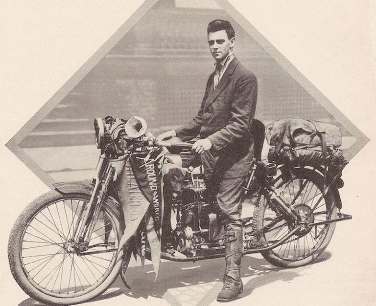 Carl Stearns Clancy on his Henderson motorcycle in 1913