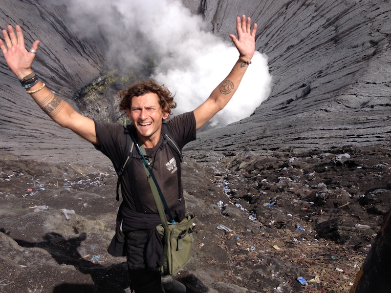 Dan Skeats by a volcano