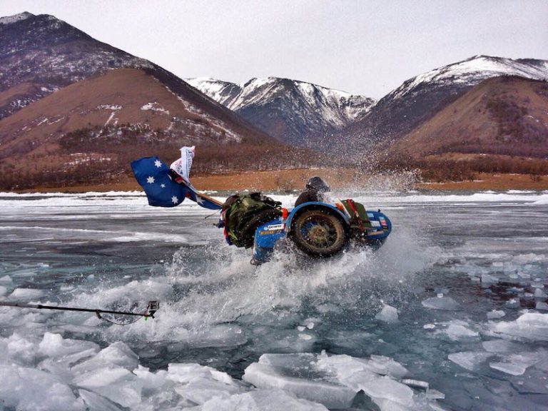 A Ural sidecar on lake baikal
