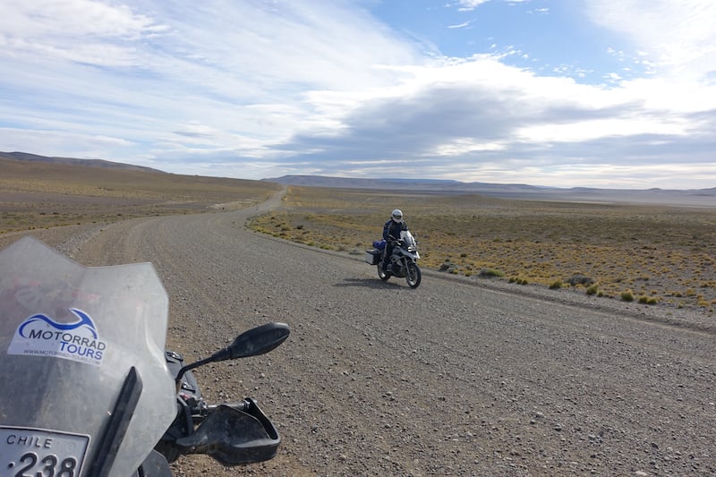 Motorcycle on Ruta 40 in Argentina