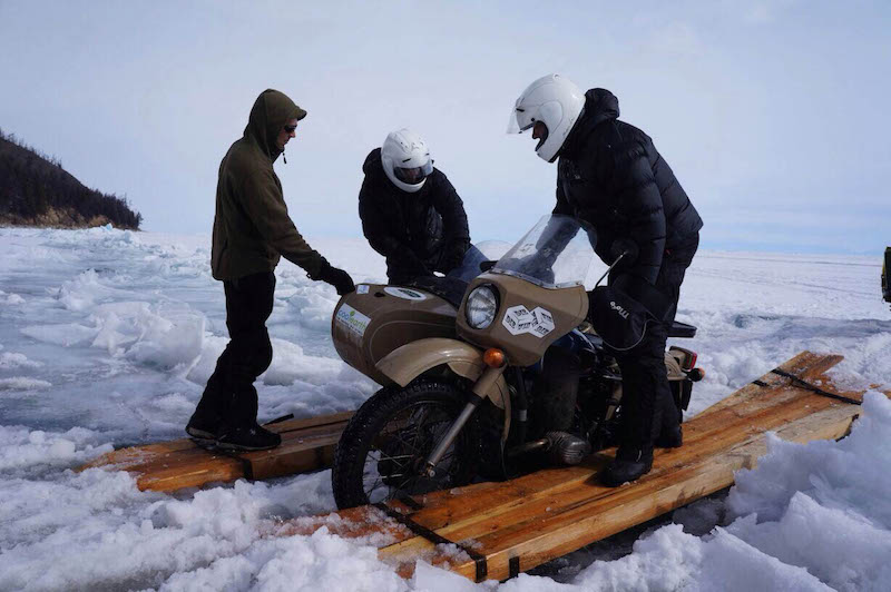 Crossing Lake Baikal by sidecar