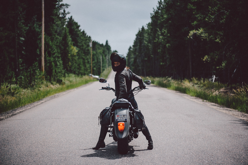 Female motorcyclist Janelle Kaczmarzewski 