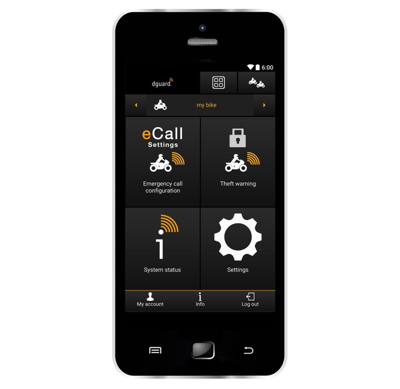 Dguard motorcycle device smart phone app