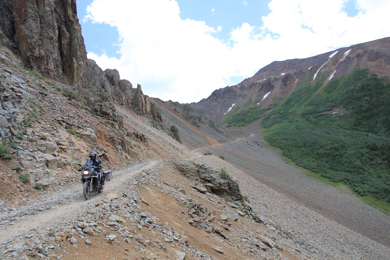 A BMW GS on the Ophir Pass