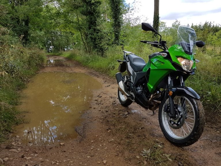 Kawasaki Versys-X 300 on a green lane