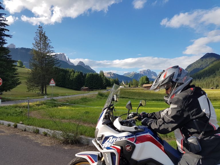 A motorcyclist in the dolomites