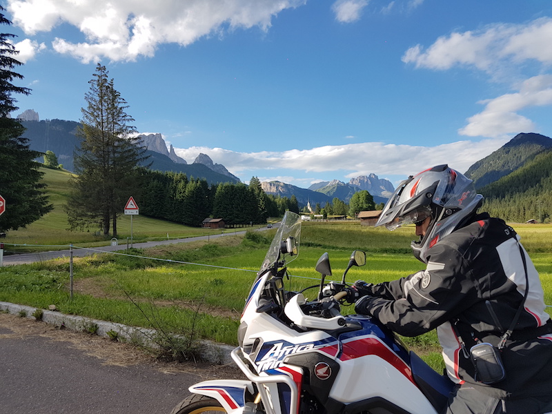 A motorcyclist in the dolomites