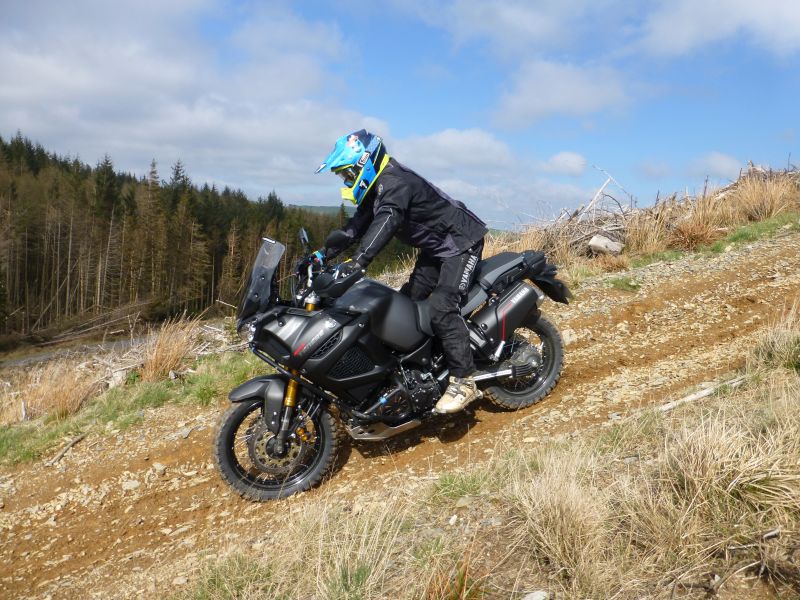 Steep downhill on a motorcycle