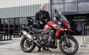 Prince William Triumph Motorcycles Hinkley on a Triumph Tiger 1200