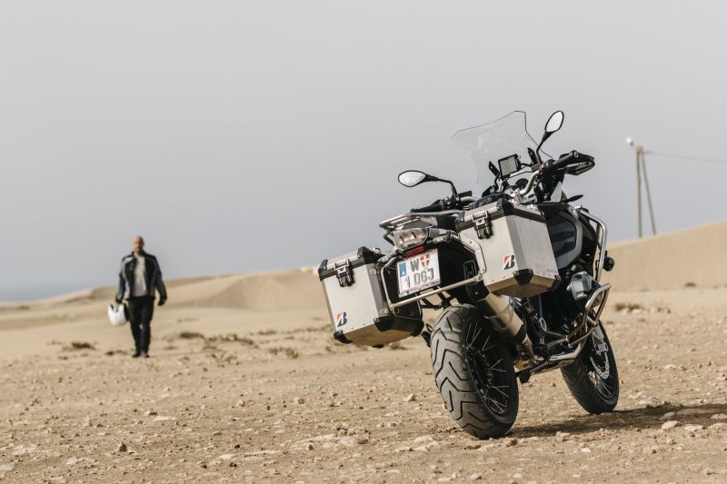 The new Bridgestone Battlax Adventure A41 tyres on motorcycle