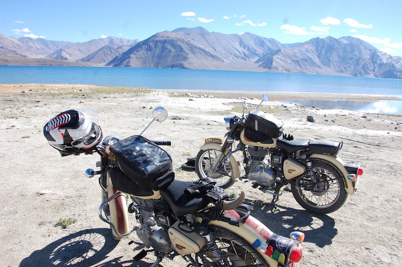 Enfield Himalayan motorcycles India mountains Lake Pangong