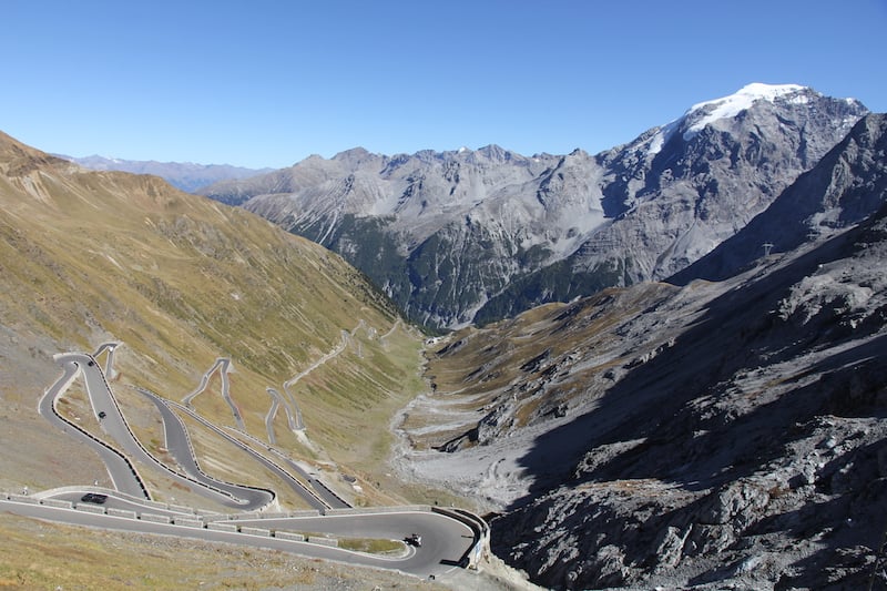 The view of the northern side of the Stelvio Pass