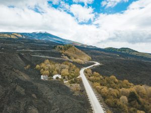 A road up mount Etna in Italy