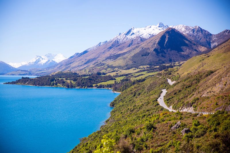 Motorycle touring in New Zealand. Bennett's Bluff lookout Glenorchy