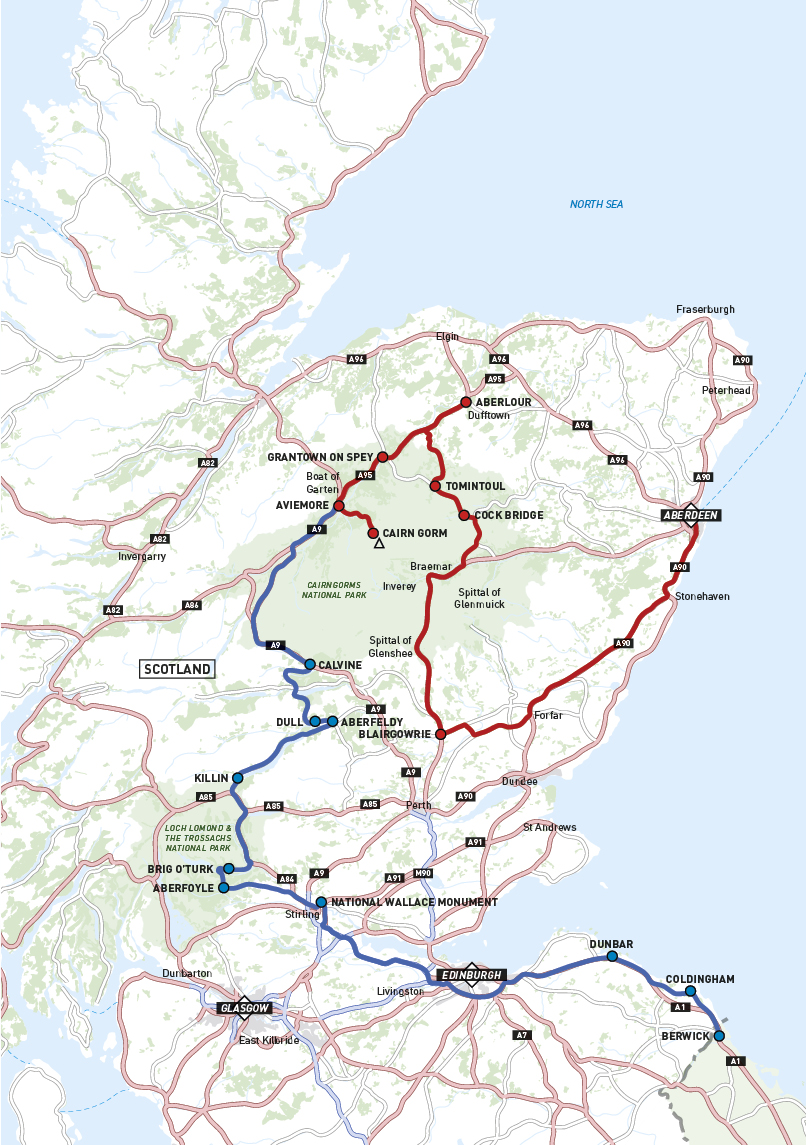 A weekend motorcycle route through the Cairngorms and South-East ...