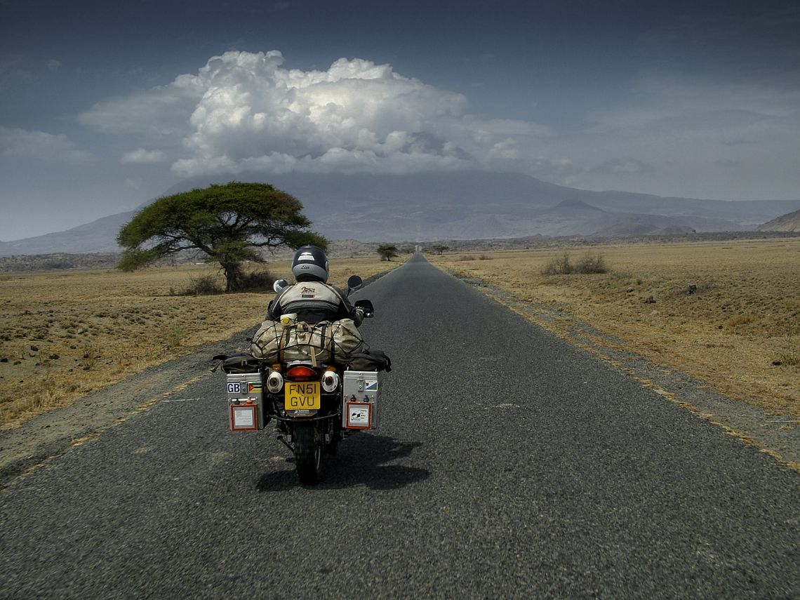Riding through an africa savannah