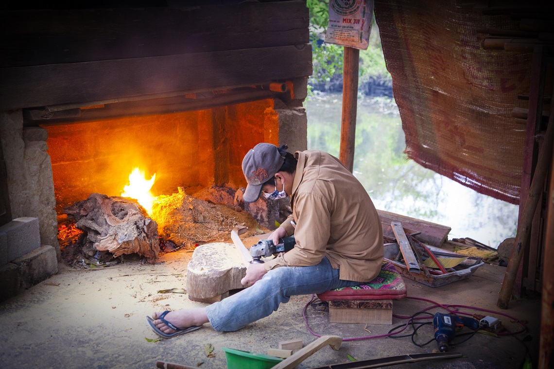 A Vietnamese man at work