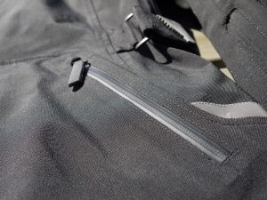All exposed zips are water resistant