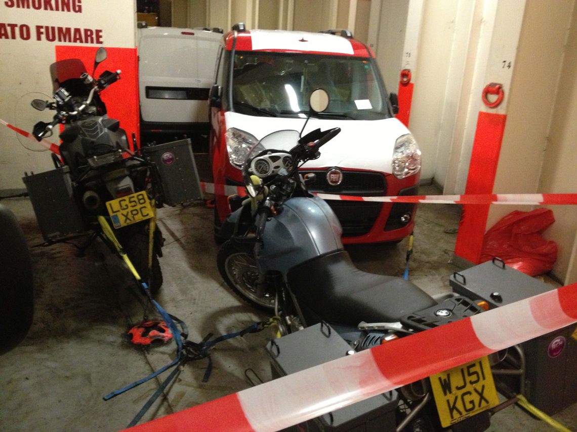 Bikes safely down below