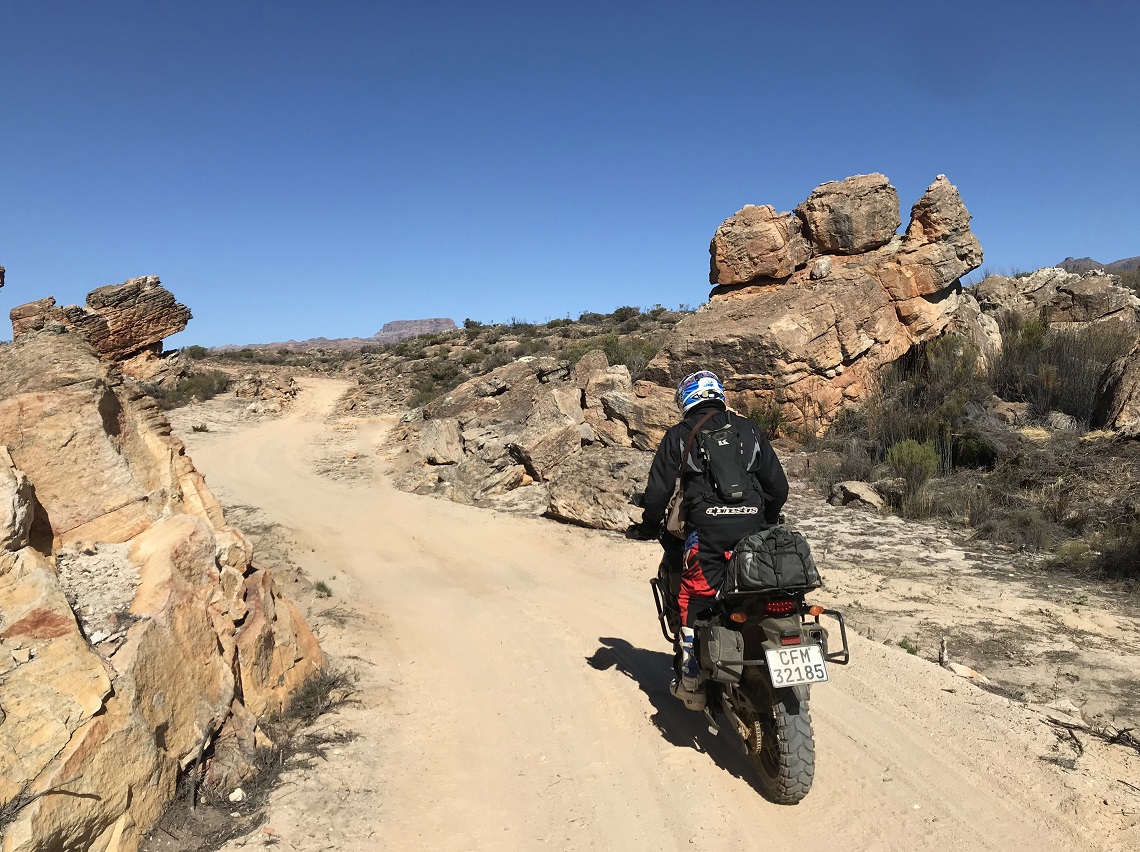 Julian blasts the sand on the Africa Twin