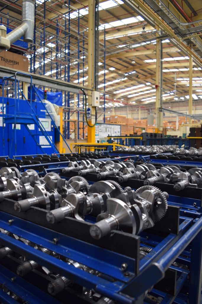 Crankshafts ready to be fitted