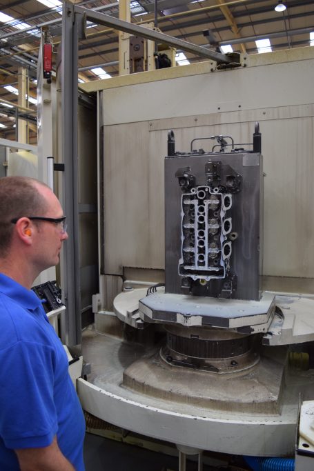 Cylinder head being polished