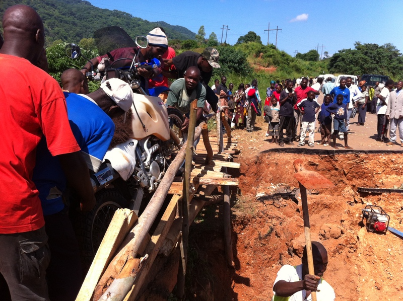 Makeshift footbridge