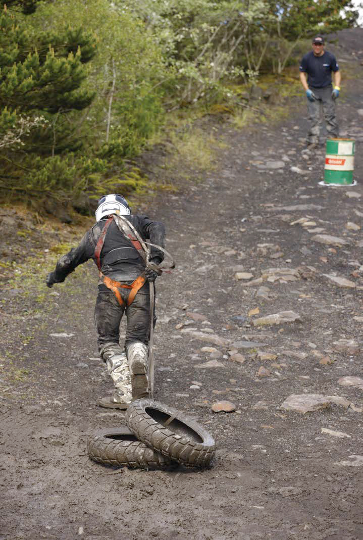 Running some tyres up a slope