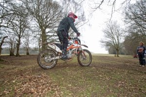 Use back brake and feathering of clutch