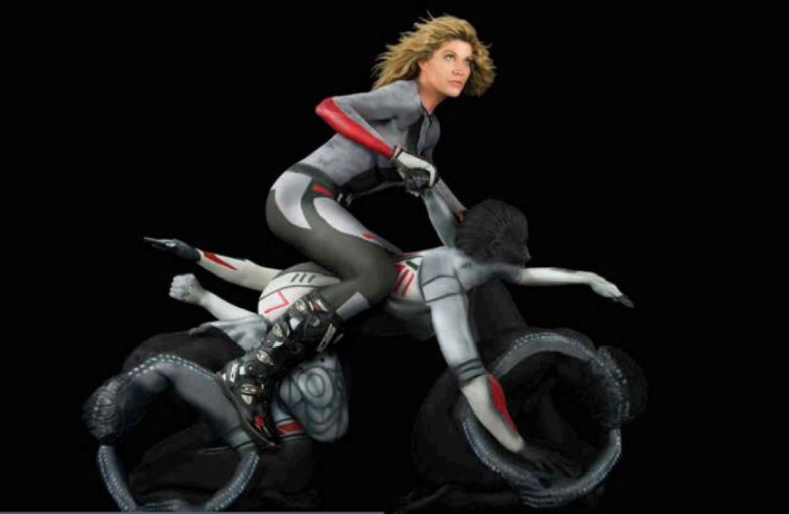 human-motorcycle-art